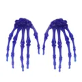 Halloween blue plastic skeleton hands props, scary party decoration pendant toys. - Blue