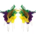 Halloween gothische veer skelet hand haarspeld voor feestelijk haaraccessoire. - Driekleurige Bloem Haarspeld (Wit Handbot) Paar