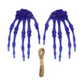 Blue Halloween Skeleton Hands Hanging Decor with Twine Party Spooky Props Prop 1 Pair - Blue Skeleton Hands / One Pair