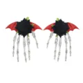 Paar gothische Halloween zwarte roos rode vleermuisvleugel skelet hand haarspeld - Rode Vleermuis Zwarte Roos Haarspeld (Retro Handbot) Paar
