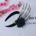 Halloween skelet hand zwarte roos haarband griezelige feest kostuum haar accessoire prop - Roos Skelet Hand Stijl / Zwart
