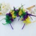 Mardi Gras Veer Bloem Haarband Feest Festival Kostuum Haaraccessoire Prestatie Prop - Geel Groen Paars