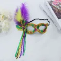 Carnaval masker met paarse groene gouden veren en glanzende pailletten voor feest - Kleine Schoonheit (Veerkwast)