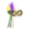 Carnaval masquerade masker met kleurrijke veren pailetten en handvat voor feest. - Kleine Zorro (Handheld Stok)