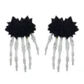 Gothisch Halloween Zwarte Roos Skelet Hand Haarclip Paar Eendensnavel Speld - Exclusief Nieuw Zwarte Tweelingbloemen Paar