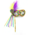 Carnaval masker met veren en kleurrijke pailletten, handheld feestkostuum accessoire - Zorro (Handheld Stok)