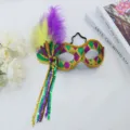 Masker carnaval paars goud groen veren pailletten feestje verkleedkleren accessoire - Kleine Zorro (Veerkwast)