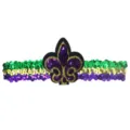 Mardi Gras Pailletten Haarreif grün gold lila Festival Haarschmuck Lilie Karneval - Pfeil Typ C