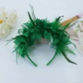 Groene veren en mesh haarband voor carnaval feest, festival dansoptreden haaraccessoires. - Groen