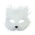 Witte pluche harige dierenmasker voor Halloween kostuum feest en maskerade rollenspel. - Eén maat / Kattengezichtsmasker - Wit