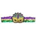 Mardi Gras Pailletten Stirnband in Lila, Gold, Gruen mit Feder Maske Design. Perfektes festliches Party Haaraccessoire fuer Karneval. - Maske Typ A