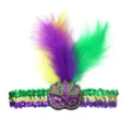 Carnaval pailletten veren haarband Mardi Gras feestelijk haaraccessoire in drie kleuren - Eén maat / Masker-Veerstijl / Hoofdband