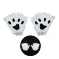 Witte pluche dierenpoot handschoenen voor Halloween feest, zachte vingerloze wanten. - Eén maat / Kattenhandschoenen - Wit