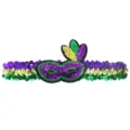 Mardi Gras Pailletten Haarreif lila gold grün Karneval Feder Haarschmuck für Party. - Maske Typ C
