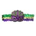 Carnaval pailletten haarband groen goud paars Mardi Gras feest haaraccessoire feestelijke toef - Eén maat / Masker stijl / Armmanchet