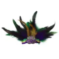 Carnaval pailletten veren haarband in paars groen en goud, perfect voor feest en verkleedpartij. - Eén maat / Masker-Veerstijl / Armmanchet