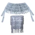 Silver sequin fringe festival two piece set sexy party clubwear rave costume outfit for women - One Size / Top And Bottom / Carnival Sequin Tube Top - Silver