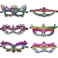 Kleurrijk verloop kant masker voor carnaval, half gezicht feest kostuum accessoire. - Kleurrijke Kantstijl