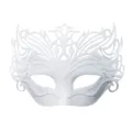 Witte masker bal half gezicht masker, ingewikkeld filigraan uitsnede ontwerp voor Halloween. - Retro Kroon Stijl / Wit