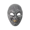 Halloween scary skull mask silver full face masquerade party cosplay horror props - Silver Black Mesh Gold Lip Style (QLKL)