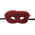 Halloween flauschige Plüsch Halbgesicht Fuchs Maske für Maskenball dunkelrot Variante - Rot