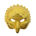 Gouden dier masker, glanzende metalen grid masquerade feest Halloween kostuum rekwisiet - Rond Gezicht Uil Stijl