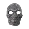 Halloween full face skull mask silver net texture scary masquerade party costume prop - Silver Black Skull Mesh Style (QLKL)