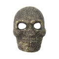 Halloween skull mask, gold wire textured full face mask for costume party horror cosplay prop. - Black Base Gold Mesh Style (QLKL)