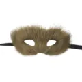 Braune Kunstfell Halbgesicht Maske, flauschige Plüsch Maskerade Maske für Party. - Braun