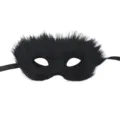 Schwarze flauschige Halbgesicht Maske Plüsch Fuchs Maske für Halloween Kostüm Party - Schwarz