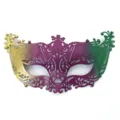 Carnaval masker half gezicht goud paars groen verloop feest kostuum verkleedpartij rekwisiet - Vossenstijl (Goud Paars Groen) / 2.0