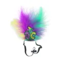 Colorato copricapo di piume per carnevale con paillettes e comoda fascia elastica. - Taglia unica / Freccia Tipo C