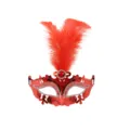 Rode veer Venetiaans masker half gezicht, sexy feest kostuum oogmasker voor vrouwen. - Rode Veer