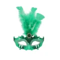Groene masker met veren glitter half gezicht Venetië feest kostuum rekwisieten. - Groene Veer