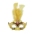 Gouden Masquerade Masker met Gele Veren Venetiaans Feest Gezicht Masker Kostuum Access - Gouden Veer