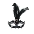 Zwarte veren masker Venetiaans half gezicht feest glitter oogmasker vrouwen sexy - Zwarte Veer