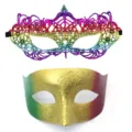 Carnavalsfeest gezichtsmasker gradient masquerade aankleden performance decoratief - Platte Kop Set (Groen Goud Paars)