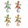 Metal gecko wall art size chart, colorful lizard hanging outdoor garden fence home decor. - With Screws & Wall Plugs / JSTY396 - Style ABCD Set (Cardboard Packaging)