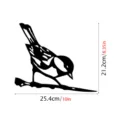 Metal bird silhouette garden stake detail view showing exact size and black finish. - JSTY004