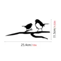 Metal bird tree branch silhouette detail dimension diagram showing 25.4cm width and 11.5cm height. - JSTY005