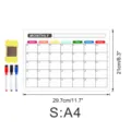 Magnetischer Monatskalender Whiteboard für Kühlschrank mit Markern und Radiergummi, A4 Größe. - CT901: Größe S / OPP-Beutel