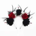 Halloween gotico nero rosso rosa teschio piuma fascia festa costume accessorio - Taglia unica / Stile Rosa Teschio (WSJTG01) / Stile Fiore Teschio