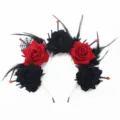Halloween cerchietto rosa piuma rosso nero festa costume accessorio capelli variante gothic - Taglia unica / Stile Rosa Piume (WSJTG01) / Stile Fiore Piume
