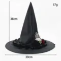 Μαύρο καπέλο μάγισσας για Halloween με κρανίο χέρι σκελετού και τριαντάφυλλα πάρτι - Ένα μέγεθος / Μαγικό Καπέλο Χάλοουιν Σχέδιο Α
