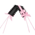 Lolita zwart roze haarstrik hoofddeksel kant volant zoet schattig feest haaraccessoire - Eén maat / Roze