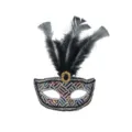 Venetiaans masquerade masker met kleurrijke pailletten en zwarte veren voor feest. - Zwart