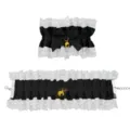 Leuke Lolita zwart witte kant armband schattige strik bel mode meisje accessoire set - Lolita Kant Armband / Zwart