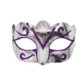Zilveren masker met paarse glitter, Venetiaanse oogmasker voor Halloween feestje. - Vlinder Geschilderd - Zilver Paars