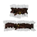 Lolita bruine kanten strik armband met bel, schattige stijl modieuze accessoire. - Lolita Kant Armband / Bruin
