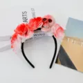 Halloween Tag der Toten Blumen Totenkopf Haarreif, gruselige rote Rosen Haarreif für Party. - Tag der Toten - Totenkopf & Blumen Haarband - Blutrot